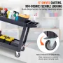 Utility Service Cart, 2 Shelf 249.5 kg Heavy Duty Plastic Rolling Utility Cart with 360° Swivel Wheels (2 with Brakes), Large Li