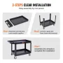 Utility Service Cart, 2 Shelf 249.5 kg Heavy Duty Plastic Rolling Utility Cart with 360° Swivel Wheels (2 with Brakes), Large Li