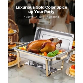 8 Qt 4 Pack Rectangle Chafing Dish Buffet Set Fullsize Pan Stainless Steel