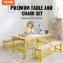 Kids Table and Bench Set, Toddler Table and Chair Set of 3, Wood Activity Table for Art, Craft, Reading, Learning