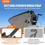 Hand Winch, 725.7 kg Pulling Capacity, Boat Trailer Winch Heavy Duty Rope Crank with 1005.8 cmPolyester Strap and Two-Way Ratche
