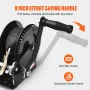 Hand Winch, 725.7 kg Pulling Capacity, Boat Trailer Winch Heavy Duty Rope Crank with 1005.8 cmPolyester Strap and Two-Way Ratche
