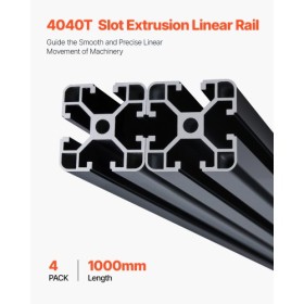 4PCS 39.4 in (1000 mm) T Slot 4040 Aluminum Extrusion Anodized Linear Rail