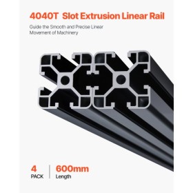 4PCS 23.6 in (600 mm) T Slot 4040 Aluminum Extrusion Anodized Linear Rail