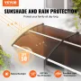 Markise til vindue/dør, 200 cm x 100 cm, UPF 50+ polycarbonat
