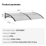 Window Door Awning Canopy 101.6 x 203.2 cm, UPF 50+ Polycarbonate Entry Door Outdoor Window Awning Exterior, Front Door Overhang