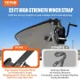 Hand Winch, 544.3 kg Pulling Capacity, Boat Trailer Winch Heavy Duty Rope Crank with 701 cm Polyester Strap and Two-Way Ratchet,