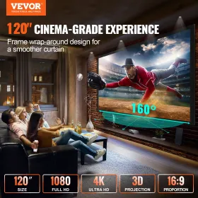 120 tommer projektionsskærm 16: 9 4K HDTV filmskærm fast ramme