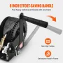 Hand Winch, 544.3 kg Pulling Capacity, Boat Trailer Winch Heavy Duty Rope Crank with 701 cm Polyester Strap and Two-Way Ratchet,