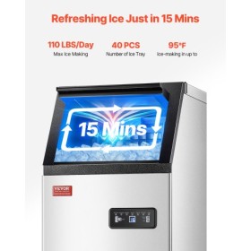 Commercial Ice Maker Freestanding Cabinet Machine 110lbs/24H 36 Ice Cubes
