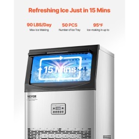 Commercial Ice Maker Freestanding Cabinet Machine 90lbs/24H 50 Ice Cubes