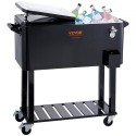 Rolling Ice Chest Cooler Cart 80 Quart, Portable Bar Drink Cooler, Beverage Bar Stand Up Cooler with Wheels, Bottle Opener,