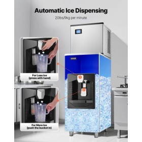 20 Lbs/Min Ice Dispenser 180 Lbs Storage Capacity Ice Bin for Ice Maker