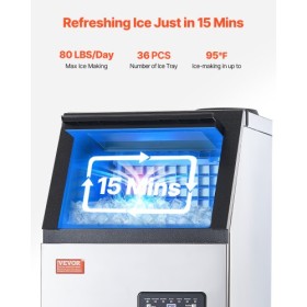 Commercial Ice Maker Freestanding Cabinet Machine 80lbs/24H 36 Ice Cubes