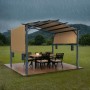 10x10 ft Outdoor Retractable Pergola with Canopy Arched Top Metal Pergola