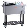 Rolling Ice Chest Cooler Cart 80 Quart, Portable Bar Drink Cooler, Beverage Bar Stand Up Cooler with Wheels, Bottle Opener,
