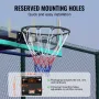Basketball Rim, Wall Door Mounted Basketball Hoop, Heavy Duty Q235 Basketball Flex Rim Goal Replacement with Net and Double Spri