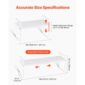 2 Tier Cabinet Organizer Shelf Counter Shelves Steel Storage Spice Rack