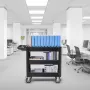 Utility Service Cart, 550 LBS Laod Capacity, 3 Shelf Heavy Duty Plastic Rolling Utility Cart with 360° Swivel Wheels (2 with Bra
