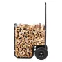 Firewood Log Cart, 113.4 kg Capacity, Outdoor and Indoor Wood Rack Storage Mover with PU Wheels & Waterproof Cloth, Heavy Duty S