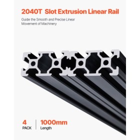 4PCS 39.4 in (1000 mm) T Slot 2040 Aluminum Extrusion Anodized Linear Rail