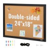 Cork Board, 24 x 18 inches, Double-sided Bulletin Board with MDF Sticker Frame, Vision Board Includes 10 Pushpins, for Display