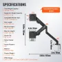 Dual Monitor Mount, Supports 33- 88.9 cm Screens, Fully Adjustable Gas Spring Monitor Arm, Holds up to 12 kg per Arm, Computer S