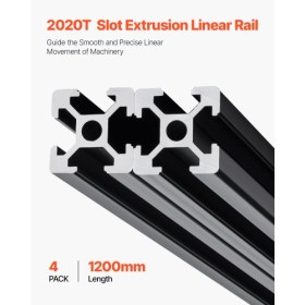 4 pcs 47,2 in (1200 mm) t Slot 2020 Aluminium Extrusion Anodized Linear Rail