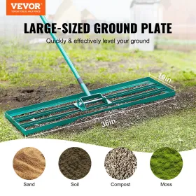 Lawn Leveling Rake, 91.4 x 25.4 cm Level Lawn Tool, Heavy-duty Lawn Leveler with 198.1 cm Steel Extended Handle, Yard Leveling R
