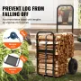 Firewood Log Cart, 113.4 kg Load Capacity, Outdoor and Indoor Wood Rack Storage Mover with Pneumatic Rubber Wheels, Heavy Duty S