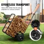 Firewood Log Cart, 113.4 kg Load Capacity, Outdoor and Indoor Wood Rack Storage Mover with Pneumatic Rubber Wheels, Heavy Duty S
