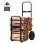 Firewood Log Cart, 113.4 kg Load Capacity, Outdoor and Indoor Wood Rack Storage Mover with Pneumatic Rubber Wheels, Heavy Duty S