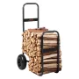 Firewood Log Cart, 113.4 kg Load Capacity, Outdoor and Indoor Wood Rack Storage Mover with Pneumatic Rubber Wheels, Heavy Duty S