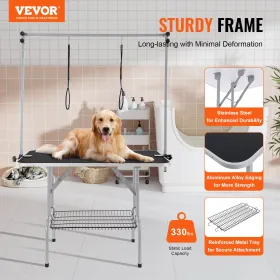 Pet Grooming Table Two Arms with Clamp, 117 cm