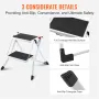 Step Ladder 2-Step 150kg Capacity, Ergonomic Folding Steel Step Stool with Wide Anti-Slip Pedal, Sturdy Step Stool for Adults To