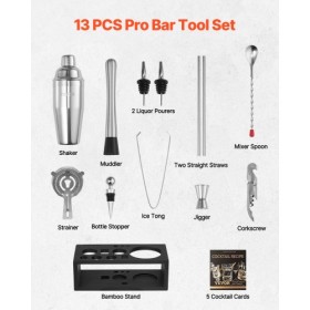 Cocktail Shaker Set 13 pcs bar værktøjer rustfrit stål bartender kit sølv