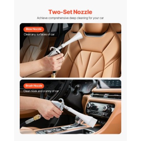 Car Cleaning Gun 6-9.2 Bar High-Pressure Air Blow Gun 2 Nozzles Blast Dust