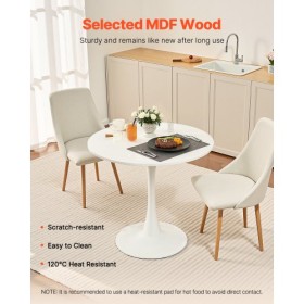 31.5 in Round Dining Table Wood Kitchen Table for 2-4 Person (Only Table)