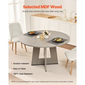 47 in Round Dining Table Wood Kitchen Table for 2-4 Person (Only Table)