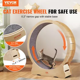 Cat Exercise Wheel, Large Cat Treadmill Wheel for Indoor Cats, 52 inch Cat Running Wheel with Detachable Carpet and Cat Teaser