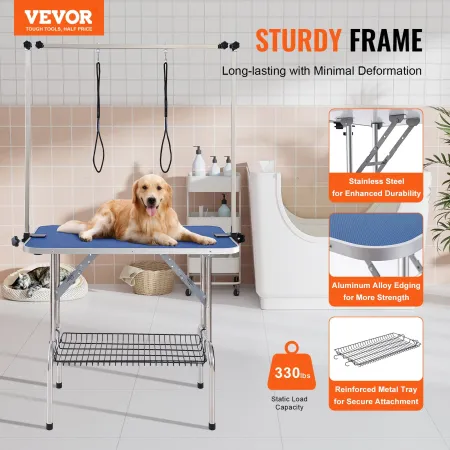 Pet Grooming Table Two Arms with Clamp, 915 X 610mm Dog