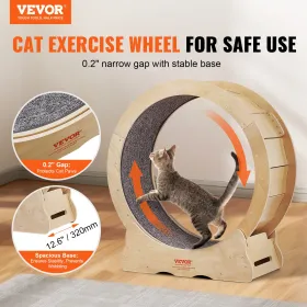 Cat Exercise Wheel, Large Cat Treadmill Wheel for Indoor Cats, 29.5 inch Cat Running Wheel with Detachable Carpet and Cat