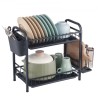 Dish Drying Rack, 2 Tier Large Capacity Dish Drainers, Rustproof Carbon Steel Dish Drainer with Drainboard, Storage Space