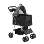 Pet Stroller, 4 Wheels Dog Stroller Rotate with Brakes, 35lbs Weight Capacity, Puppy Stroller with Detachable Carrier, Storage B