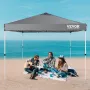Pop Up Canopy Tent, 10 x 10 ft, 250 D PU Silver Coated Tarp, with Portable Roller Bag and 4 Sandbags, Waterproof and Sun Shelter