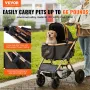 Pet Stroller, 4 Wheels Dog Stroller Rotate with Brakes, 29.9 kg Weight Capacity, Puppy Stroller with Detachable Carrier, Storage