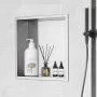 33.02 x 33.02 cm No Tile Shower Niche 304 Stainless Steel, Wall-Inserted Niche Recessed Double Shelves, Sealed Waterproof Rust-R