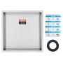 33.02 x 33.02 cm No Tile Shower Niche 304 Stainless Steel, Wall-Inserted Niche Recessed Double Shelves, Sealed Waterproof Rust-R