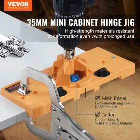 Concealed Hinge Jig, Cabinet Hinge Jig with C-Type Clamp and Accessories, PA66 Nylon and Steel Material, Accurate Hinge Drill
