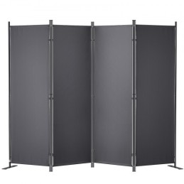 Room divider 4-panel foldning privatlivsskærm 88.2 "x11.8" x67.3 "mørkegrå